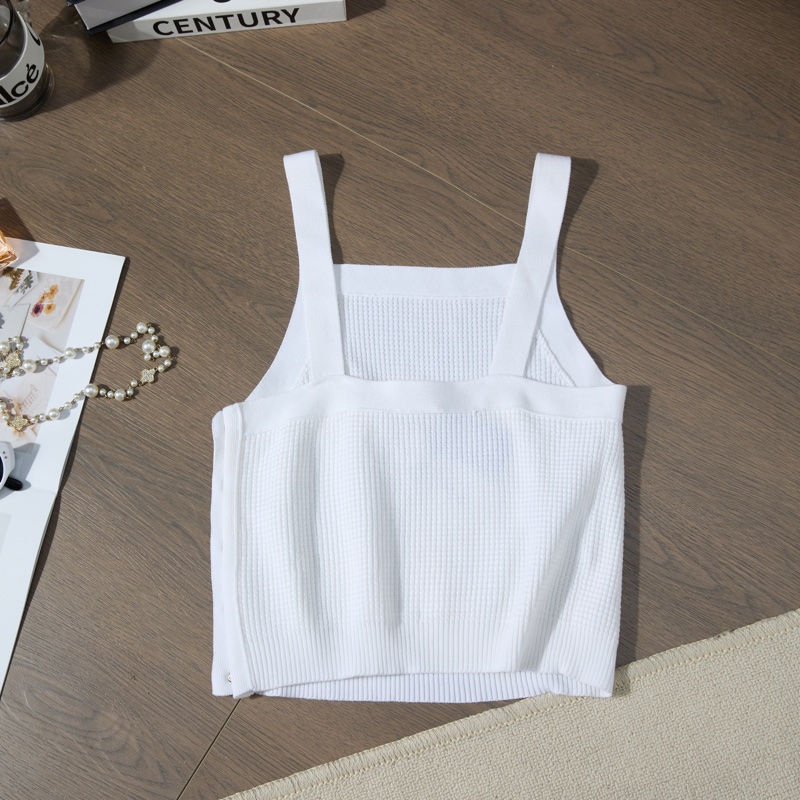 CHANEL白色華夫格吊帶-4