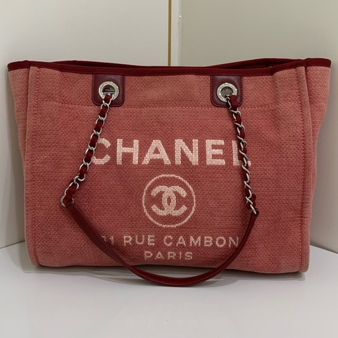 Louis Vuitton路易威登 23C紅色金扣帆布沙灘手提包  尺寸；34*28*14