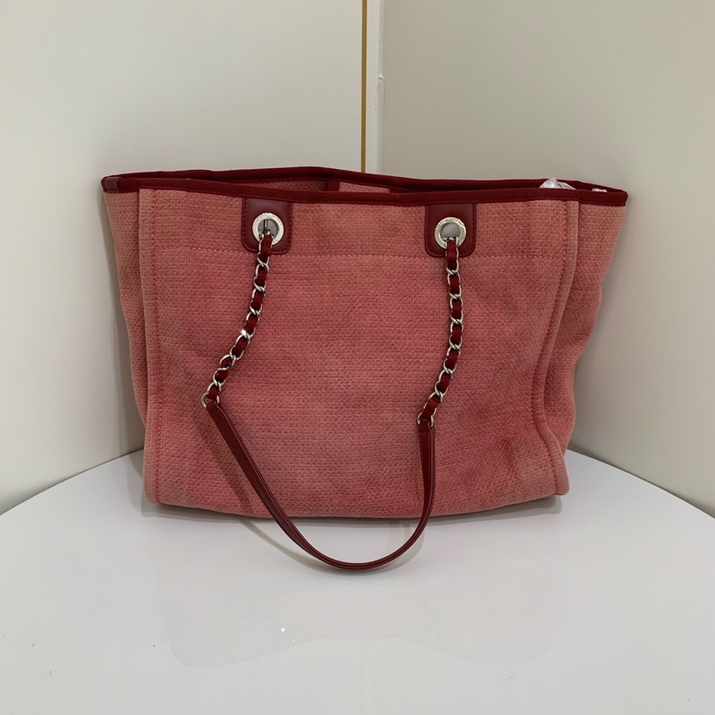 Louis Vuitton路易威登 23C紅色金扣帆布沙灘手提包  尺寸；34*28*14-1