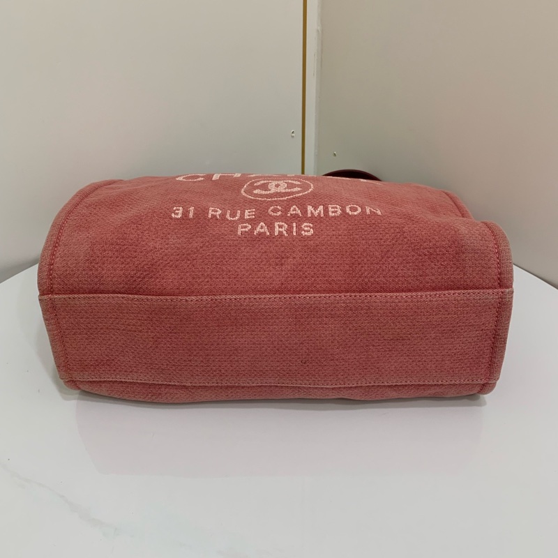 Louis Vuitton路易威登 23C紅色金扣帆布沙灘手提包  尺寸；34*28*14-4