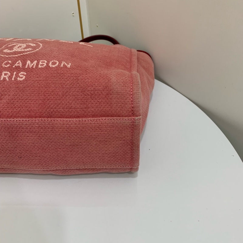 Louis Vuitton路易威登 23C紅色金扣帆布沙灘手提包  尺寸；34*28*14-5