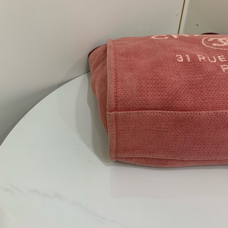 Louis Vuitton路易威登 23C紅色金扣帆布沙灘手提包  尺寸；34*28*14-6