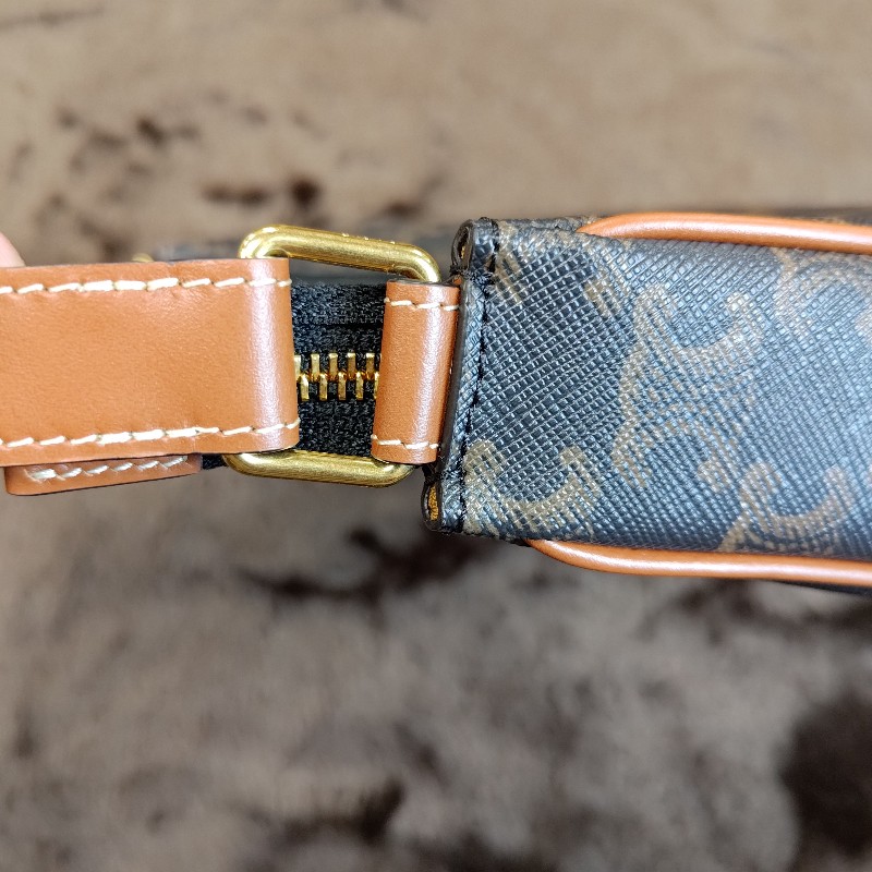 CELINE AVA TRIOMPHE 帆布小牛皮肩背包-3