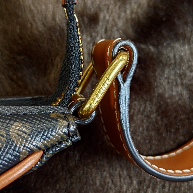 CELINE AVA TRIOMPHE 帆布小牛皮肩背包-10