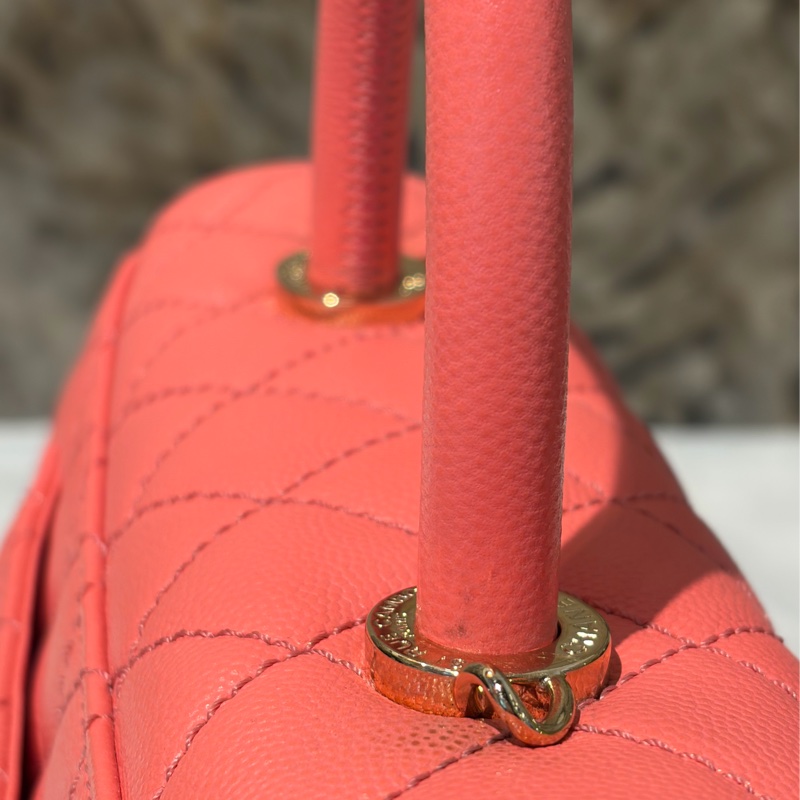 CHANEL粉荔枝牛皮淡金釦COCO-6