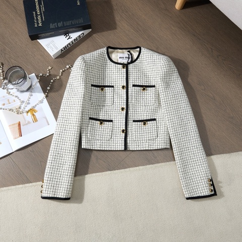 ❤️Miu Miu 黑白格紋短款外套 全新帶吊牌