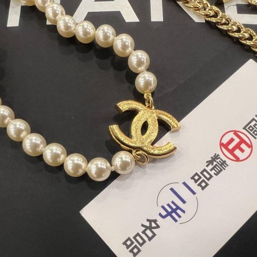 東區正精品㊣CHANEL 香奈兒金色雙C Logo 星星珍珠長項鍊 RZ6394-5