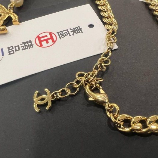 東區正精品㊣CHANEL 香奈兒金色雙C Logo 星星珍珠長項鍊 RZ6394-9