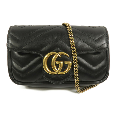 GUCCI 牛皮皮革GG Marmont Super Mini鏈帶肩背袋
