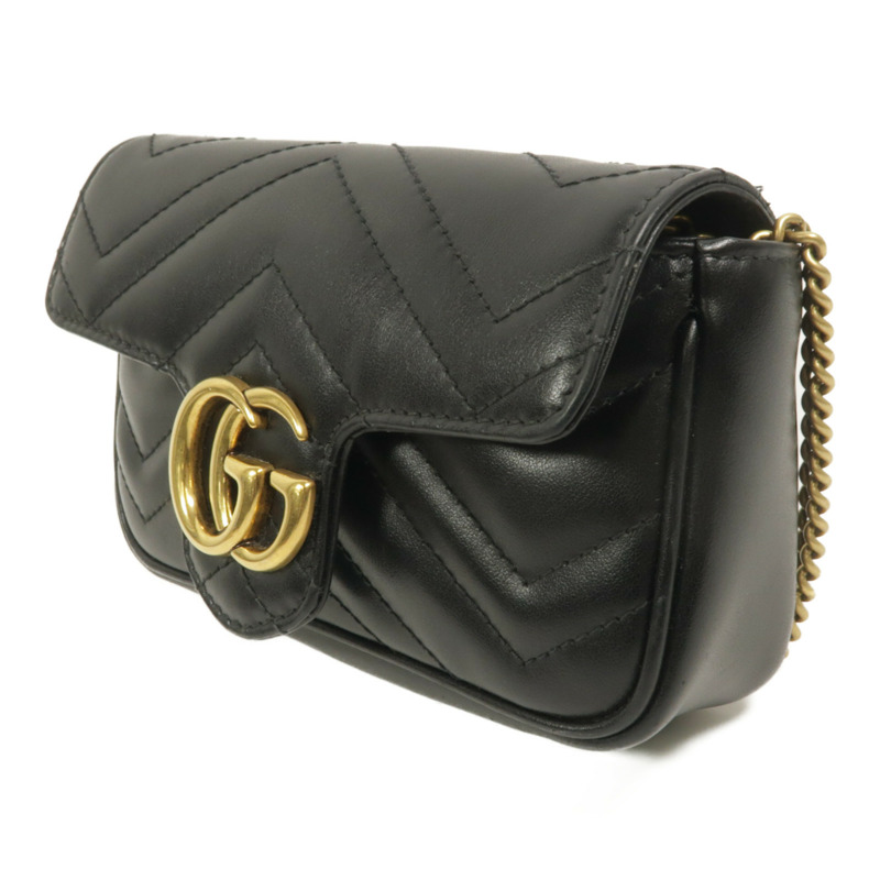 GUCCI 牛皮皮革GG Marmont Super Mini鏈帶肩背袋-2