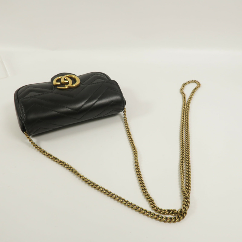 GUCCI 牛皮皮革GG Marmont Super Mini鏈帶肩背袋-7