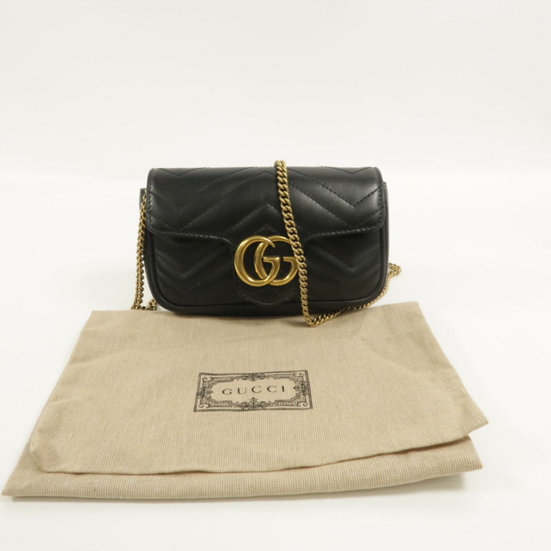 GUCCI 牛皮皮革GG Marmont Super Mini鏈帶肩背袋-9