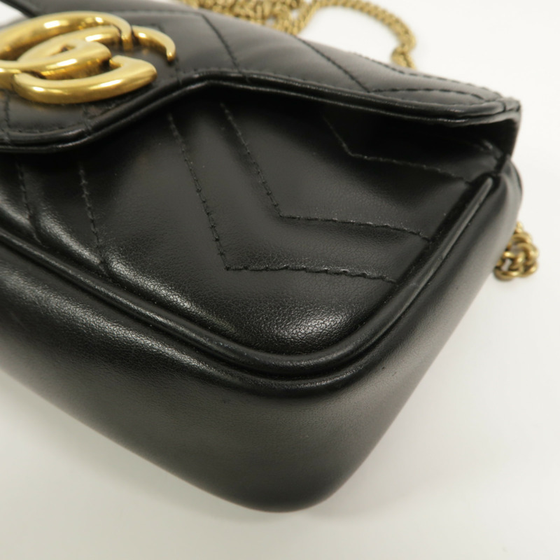 GUCCI 牛皮皮革GG Marmont Super Mini鏈帶肩背袋-11