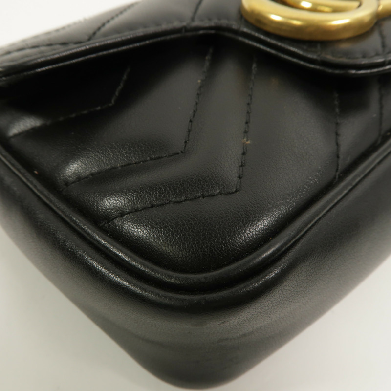 GUCCI 牛皮皮革GG Marmont Super Mini鏈帶肩背袋-12