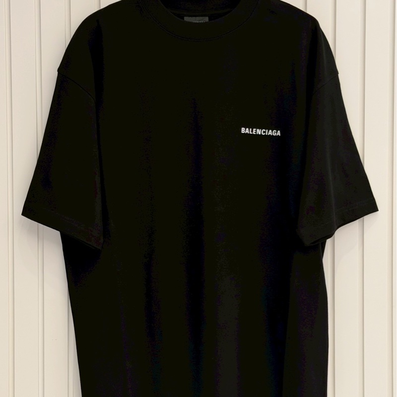 巴黎世家黑色前後logo短袖-0