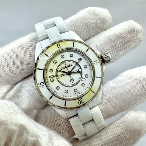 CHANEL 香奈兒 J12 H1628 白色陶瓷鑽石腕錶