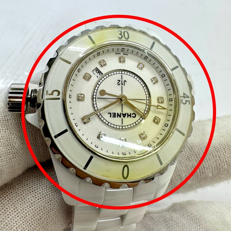 CHANEL 香奈兒 J12 H1628 白色陶瓷鑽石腕錶-9