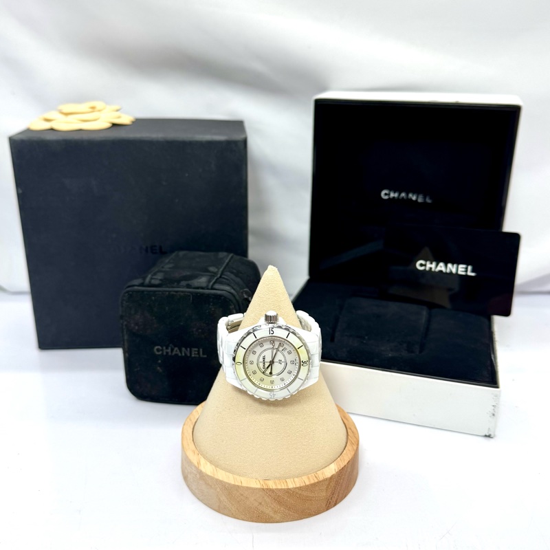 CHANEL 香奈兒 J12 H1628 白色陶瓷鑽石腕錶-8