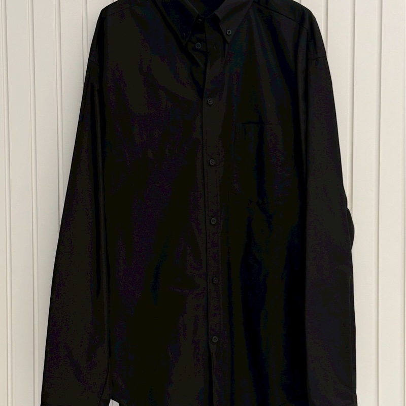 巴黎世家黑色膠帶襯衫-1