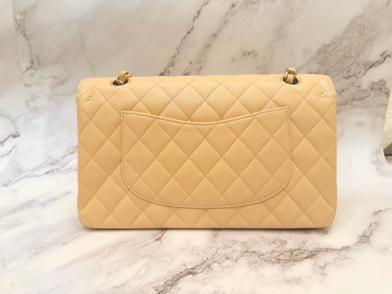 Chanel 經典口蓋包 小號 CF 23cm 奶茶色金鍊 (18開)-1