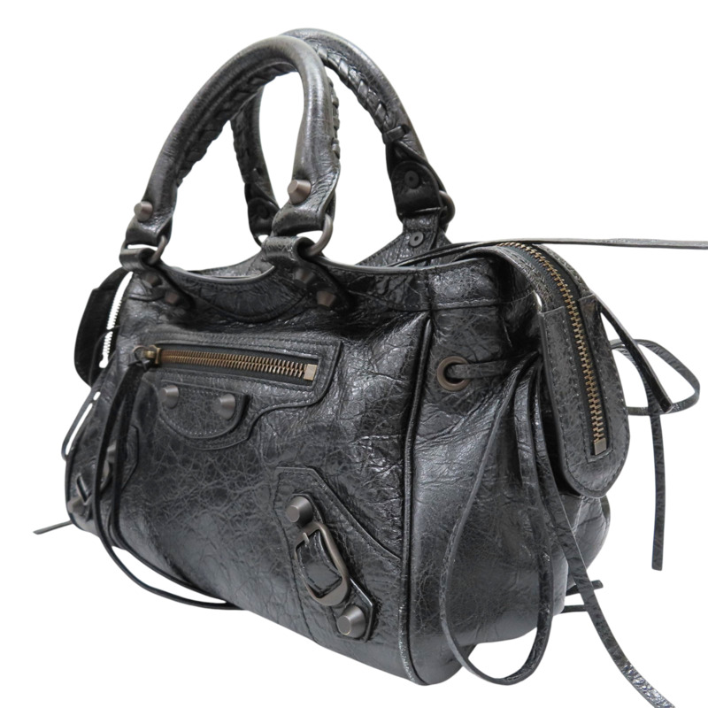 黑色 皮革 City 兩用包【BALENCIAGA 巴黎世家】 835256-2