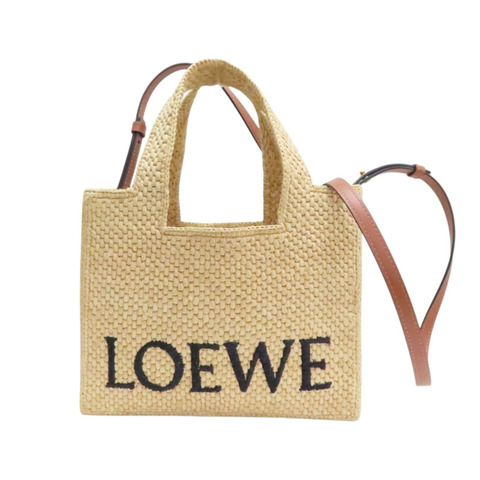 米色 草編 Small Font Tote 兩用包【LOEWE 羅威】 A685B59X03