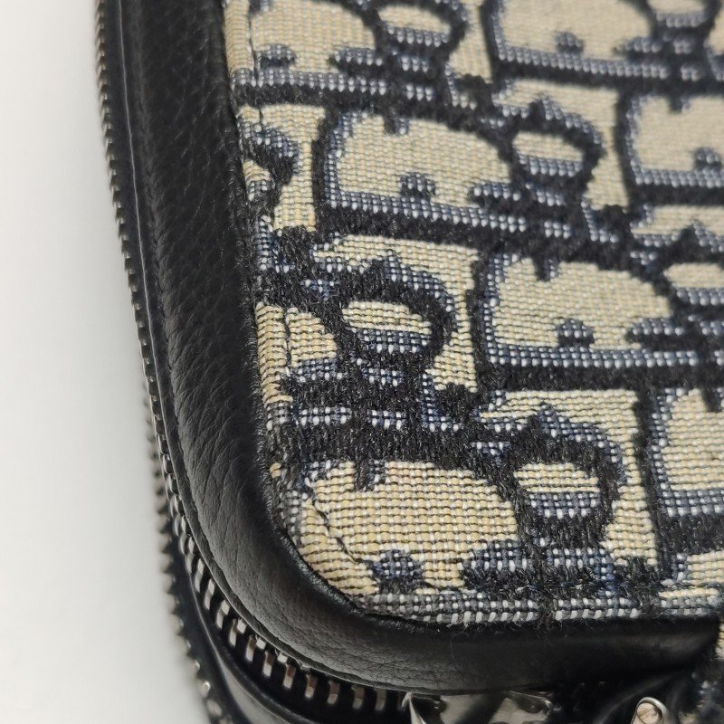 Dior 牛皮帆布Oblique 印花拉鍊斜背包-19