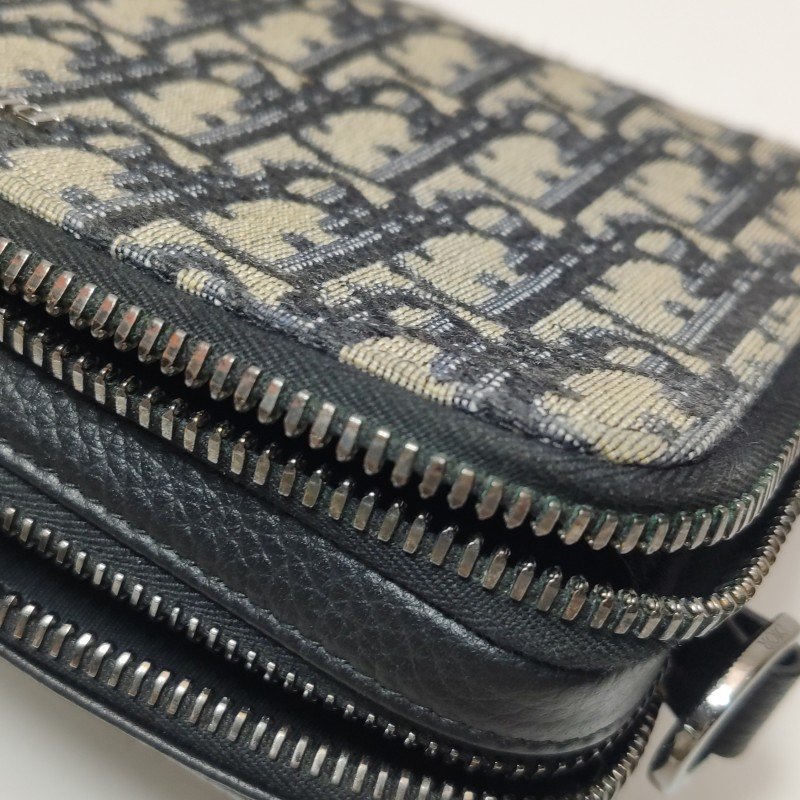 Dior 牛皮帆布Oblique 印花拉鍊斜背包-26