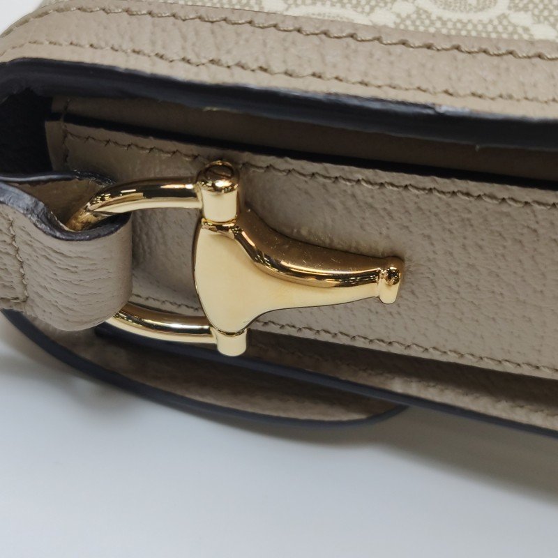 Gucci 1955小號牛皮GG老花馬銜扣單肩包-10