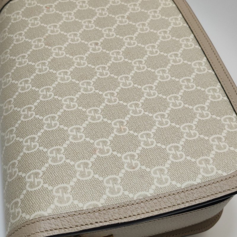 Gucci 1955小號牛皮GG老花馬銜扣單肩包-13