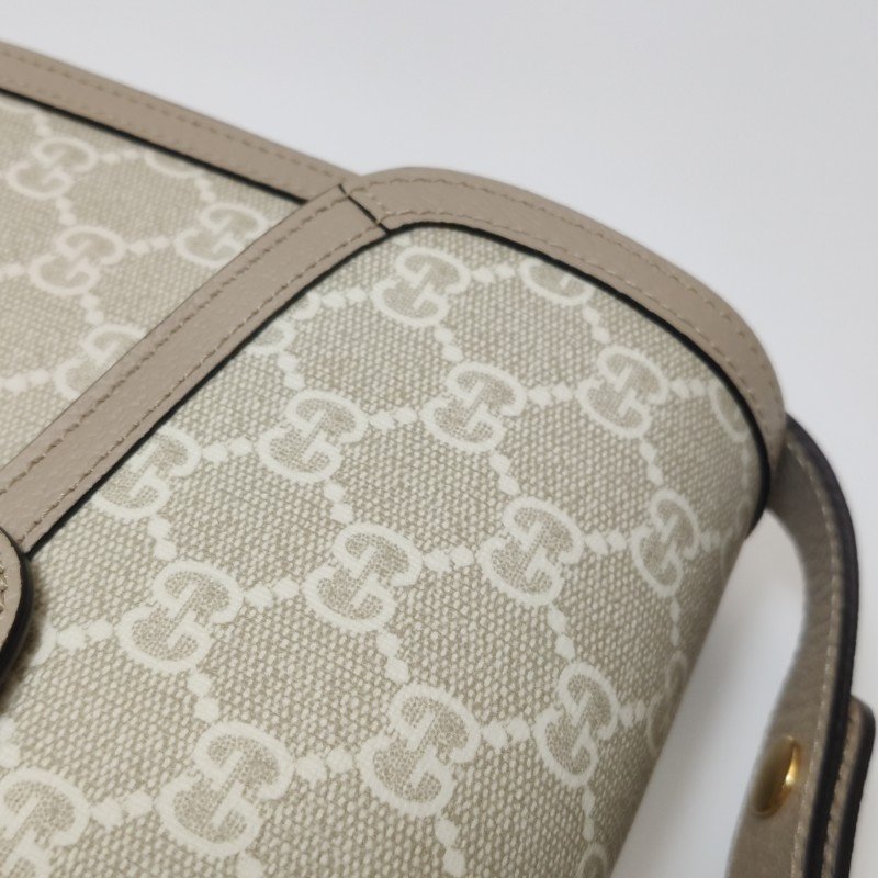 Gucci 1955小號牛皮GG老花馬銜扣單肩包-16