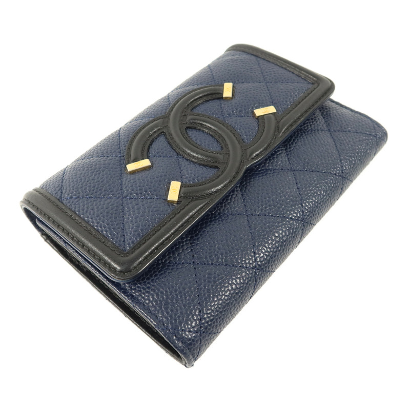 CHANEL 牛皮皮革CC Filigree Flap Wallet錢包-2