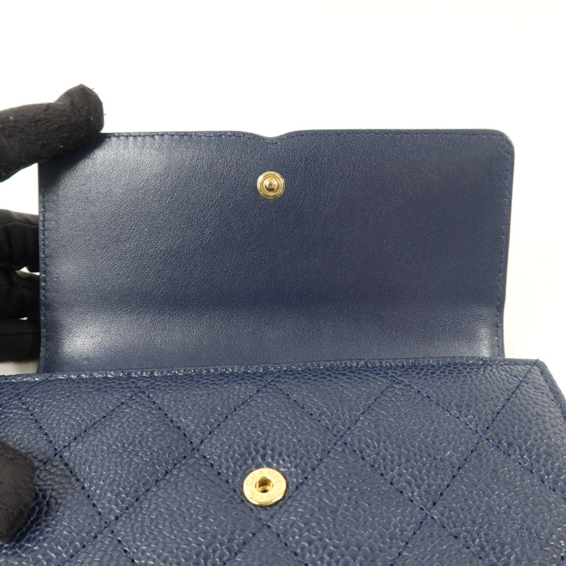 CHANEL 牛皮皮革CC Filigree Flap Wallet錢包-14