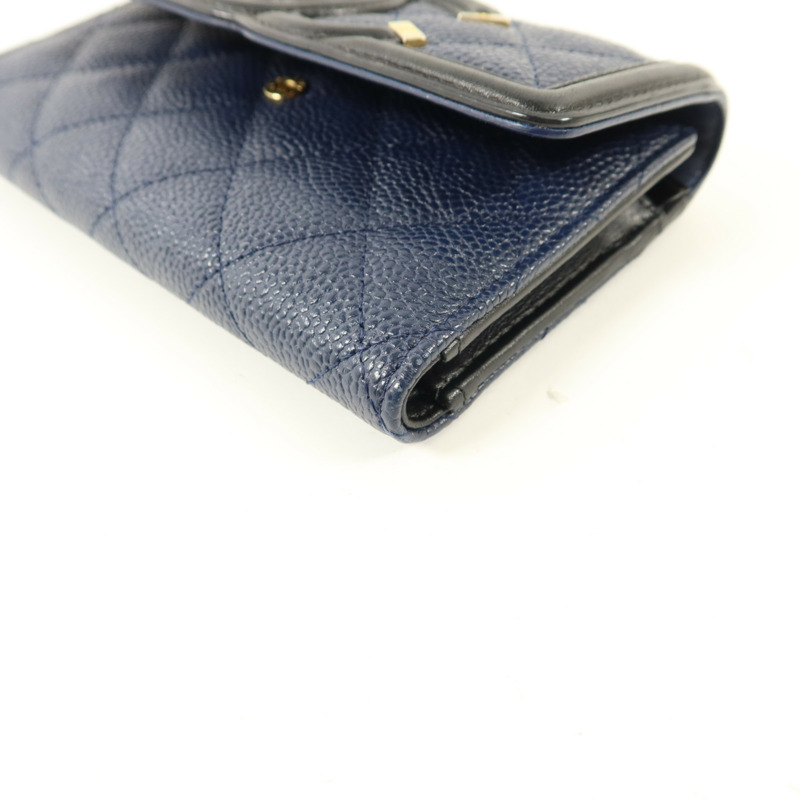 CHANEL 牛皮皮革CC Filigree Flap Wallet錢包-15