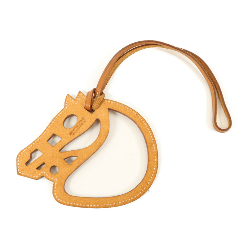 HERMES Swift皮革Paddock Cheval Charm掛飾Gold-1
