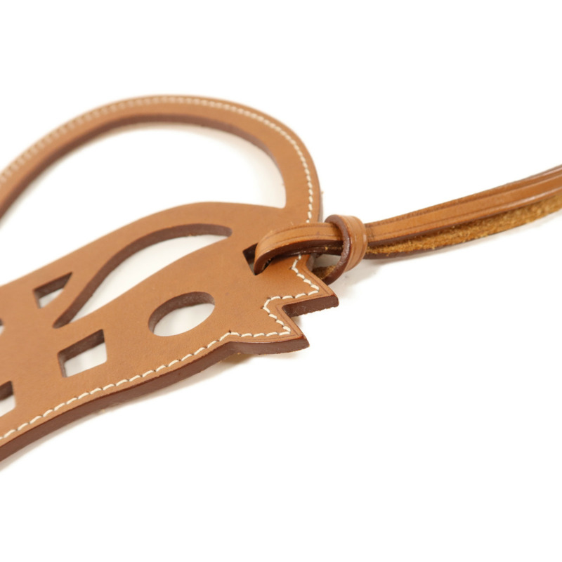 HERMES Swift皮革Paddock Cheval Charm掛飾Gold-3