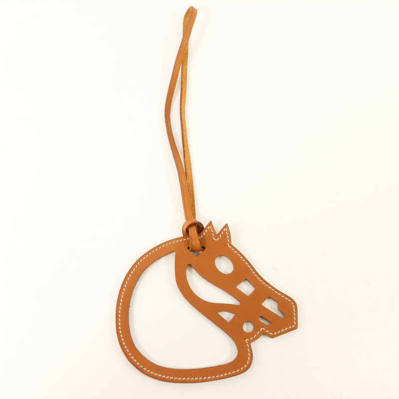 HERMES Swift皮革Paddock Cheval Charm掛飾Gold-5