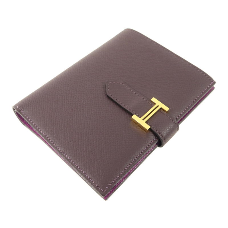HERMES Epsom皮革Bearn Compact Wallet錢包Anemone/Raisin-2