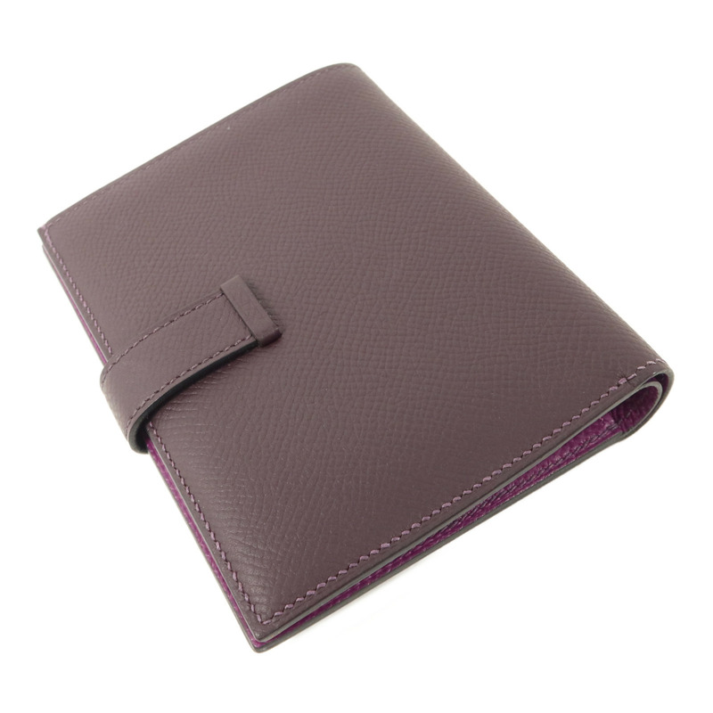 HERMES Epsom皮革Bearn Compact Wallet錢包Anemone/Raisin-3
