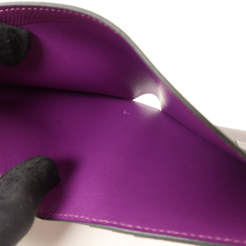 HERMES Epsom皮革Bearn Compact Wallet錢包Anemone/Raisin-5