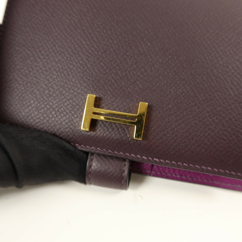 HERMES Epsom皮革Bearn Compact Wallet錢包Anemone/Raisin-8
