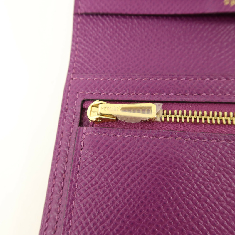 HERMES Epsom皮革Bearn Compact Wallet錢包Anemone/Raisin-9
