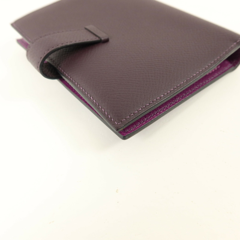 HERMES Epsom皮革Bearn Compact Wallet錢包Anemone/Raisin-12