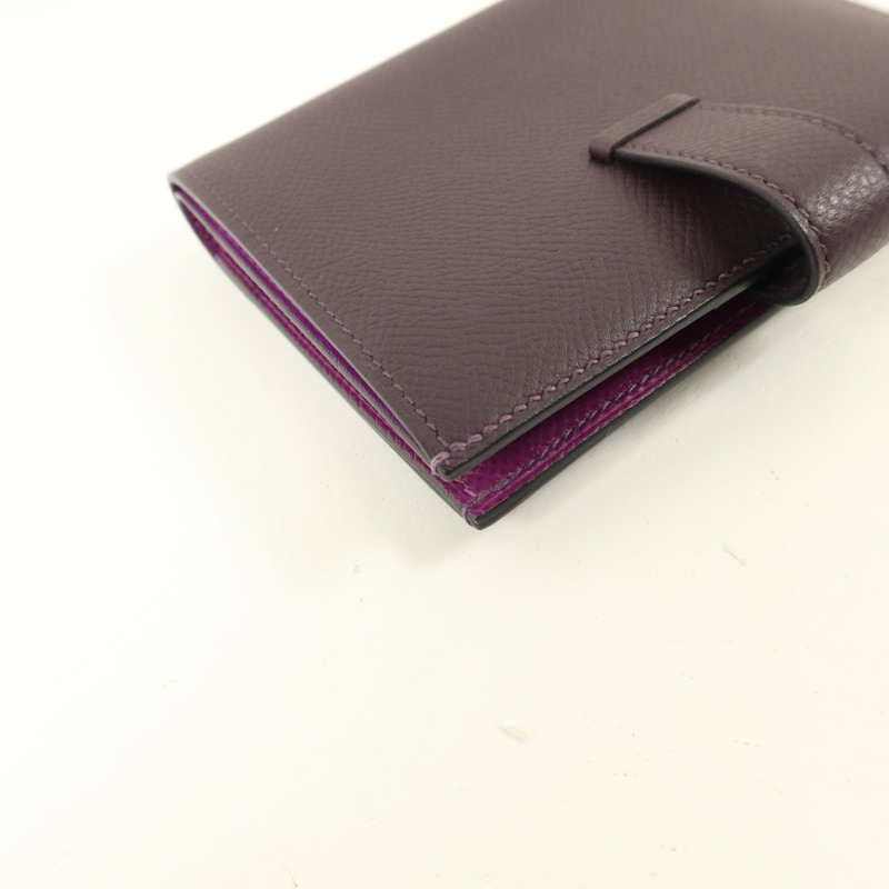 HERMES Epsom皮革Bearn Compact Wallet錢包Anemone/Raisin-13