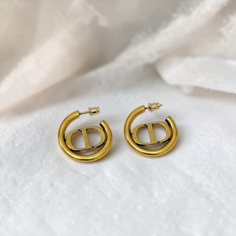 莉亞精品♡ Dior 蒙田30復古金半圈耳環 二手美品