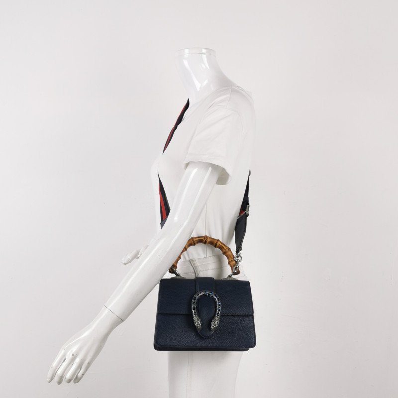 Gucci Dionysus酒神包迷你牛皮純色雙虎頭搭扣斜背包斜背包斜背包-1