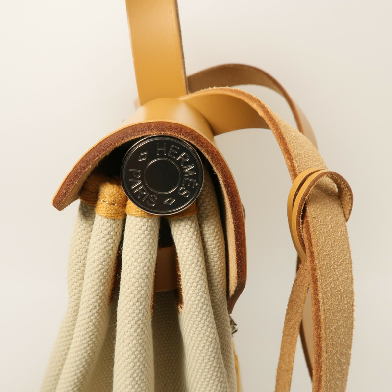 HERMES Toile H帆布Herbag PM手挽肩背兩用袋Beton/Fauve-5