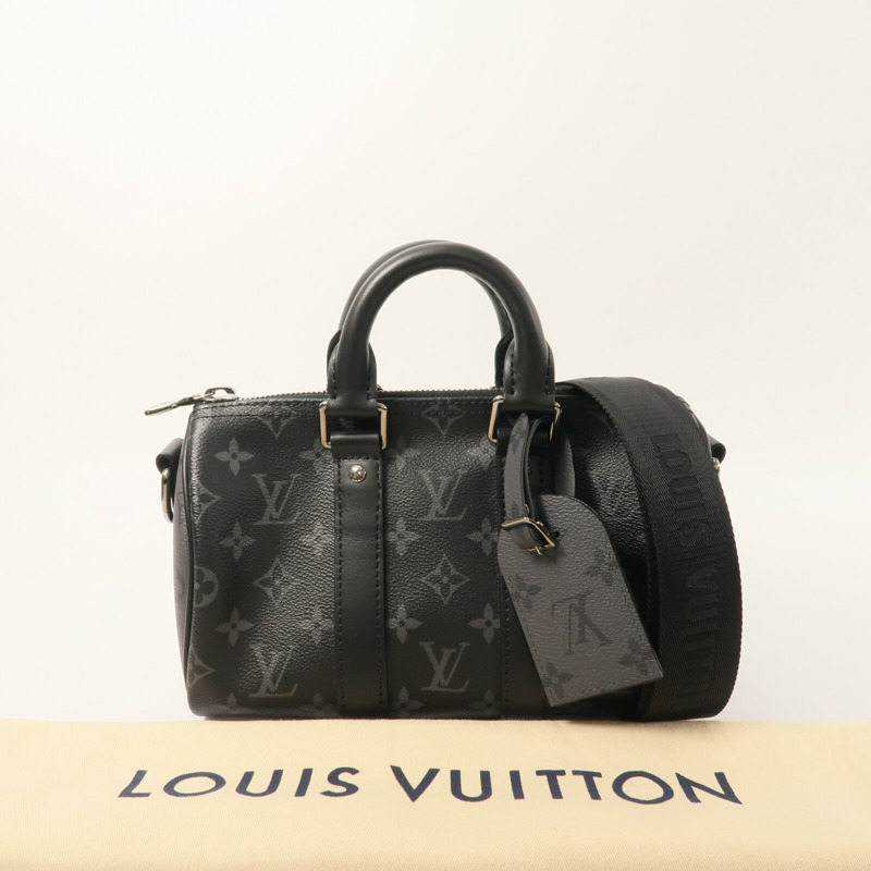 LOUIS VUITTON Monogram Eclipse Keepall Bandouliere 25手挽肩背兩用袋-9