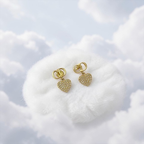 莉亞精品♡ Dior蒙田30愛心水鑽耳環 二手美品