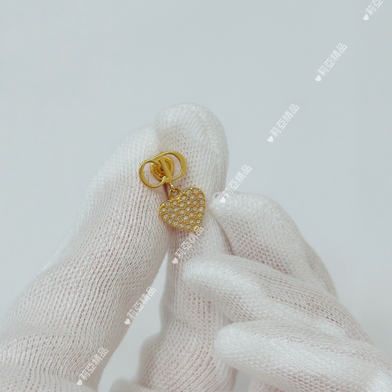 莉亞精品♡ Dior蒙田30愛心水鑽耳環 二手美品-2